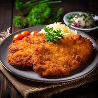 Kotlet schabowy z ryżem i surówką